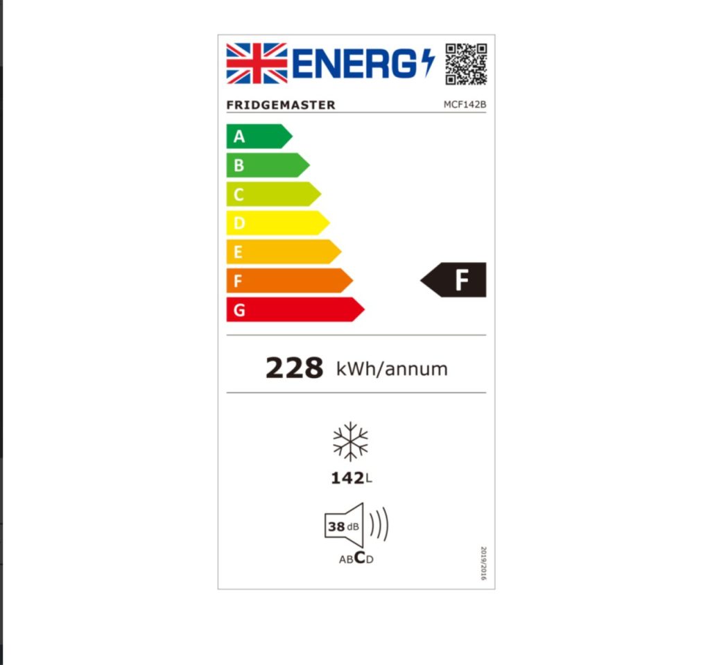 Energy label sticker for washing machine