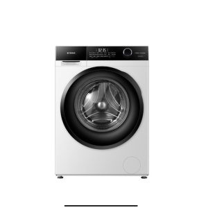 Silver front-load washer digital display